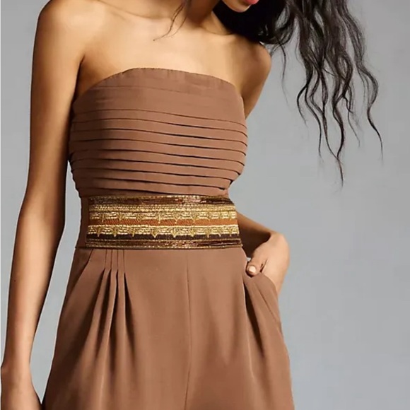 Anthropologie-NIKITA MHAISALKAR STRAPLESS PLEATED JUMPSUIT - Picture 2 of 5